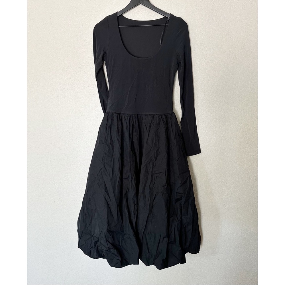Madewell Dress Womens Midi Bubble-Hem Fit Flare Black Balletcore Size 0 NEW - Picture 6 of 8